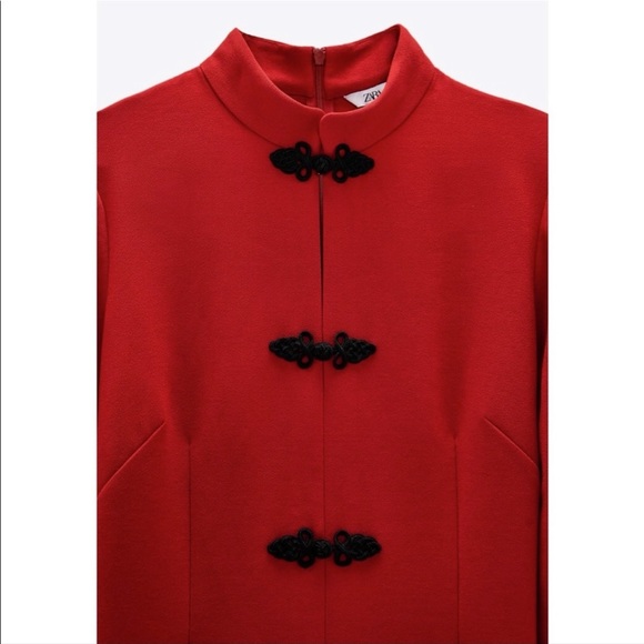 NWT Zara Red Toggle Dress size Large - Picture 6 of 17